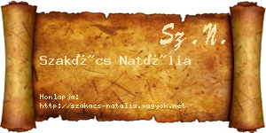 Szakács Natália névjegykártya