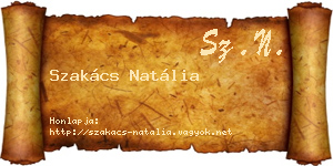 Szakács Natália névjegykártya
